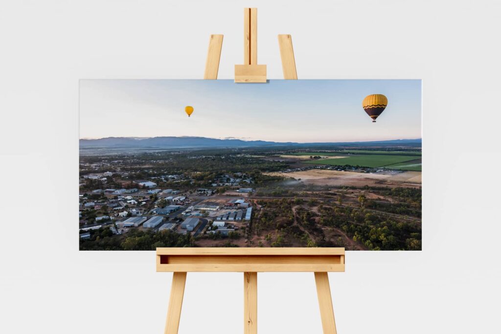Landscape print, hot air balloons over the Tablelands in FNQ, Australia