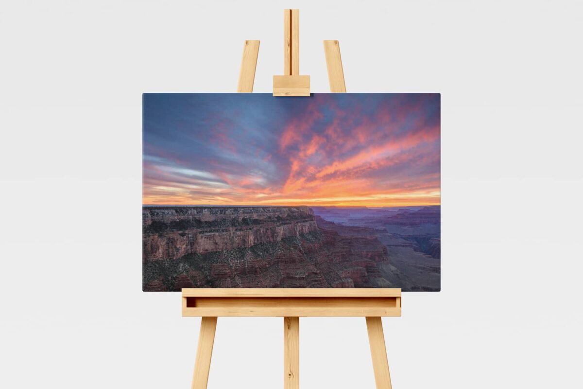 Landscape print of a colorful sunset at the Grand Canyon