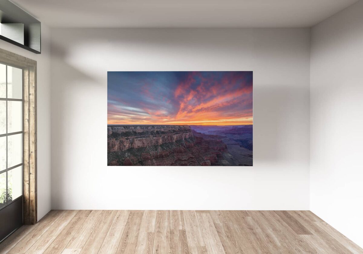 Landscape print of a colorful sunset at the Grand Canyon