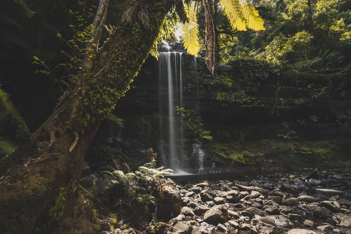 Long exposure photograph of Russell Falls in Tasmania