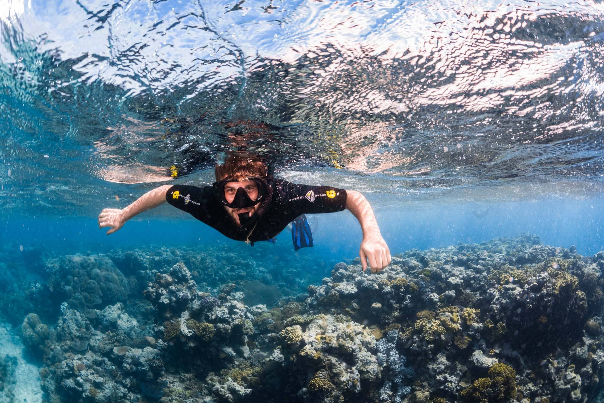 snorkeler-gbr-1 Snorkeler on the Great Barrier Reef